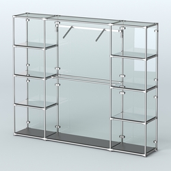 Торговая система ХРОМ (задняя стенка - стекло) 3600 мм с зеркальными полками и поручнями №11, Черный