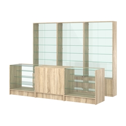 Комплект витрин с регулировочными полками NE-6 №12-1 и прилавков ЭК-4, Дуб сонома