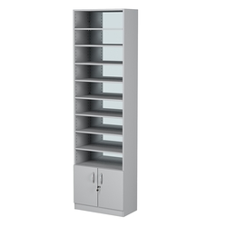 Стеллаж из ДСП с 8-ю полками 300x600 мм серии LEVEL-8 №5-2 (З/C - ЗЕРКАЛО), Серый