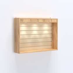 Витрина настенная №203-2В с эконом панелью и верхним фризом, Дуб Золотистый