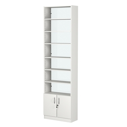 Стеллаж из ДСП с 6-ю полками 250x600 мм серии LEVEL-6 №4-1 (З/C - СТЕКЛО), Белый