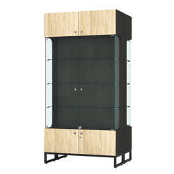 Витрина Монти №5-С двусторонняя, Черный + Дуб Сонома