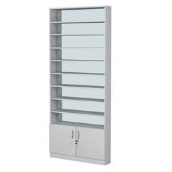 Стеллаж из ДСП с 8-ю полками 150x900 мм серии LEVEL-8 №9-2 (З/C - ЗЕРКАЛО), Серый