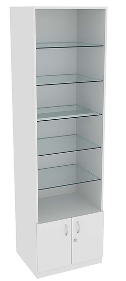 Витрина СЭСП-О №2-500 (З/C - ДВП) со стеклянными полками, Серый