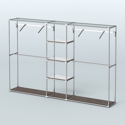 Торговая система ХРОМ без ДСП 3030 мм с зеркальными полками и поручнями №12, Дуб Венге