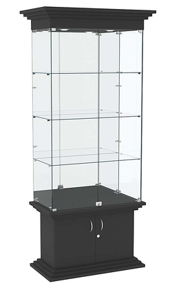 Витрина широкая с тремя полками и зеркалом ЦИТАДЕЛЬ №3, Черный