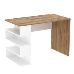 Стол письменный со стеллажом СПС-03-Л (левосторонний), Дуб Канзас коричневый + Белый