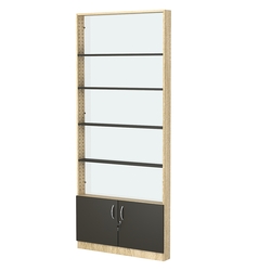 Стеллаж из ДСП с 4-мя полками 100x900 мм серии LEVEL-4 №8-2 (З/C - ЗЕРКАЛО), Дуб Сонома + Черный