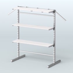 Система ЭЛЕГАНТ островная с полками ДСП и Т-образными стойками №15б, Ясень Анкор светлый