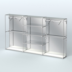 Торговая система ХРОМ (задняя стенка - зеркало) 3600 мм с зеркальными полками и поручнями №10, Белый