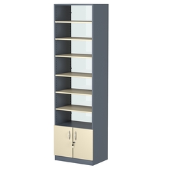 Стеллаж из ДСП с 6-ю полками 400x600 мм серии LEVEL-6 №7-1 (З/C - СТЕКЛО), Темно-серый + Крем Вайс