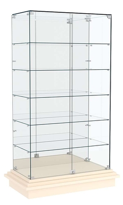 Витрина с прозрачными дверками и зеркалом ЗИККУРАТ №507, Крем Вайс