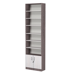 Стеллаж из ДСП с 6-ю полками 250x600 мм серии LEVEL-6 №4 (З/C - ДВП), Ясень Анкор темный + Ясень Анкор светлый