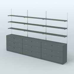 Система Neo Fix №7 с полками из ДСП и тумбами T-13, Темно-Серый