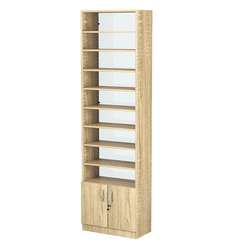 Стеллаж из ДСП с 8-ю полками 300x600 мм серии LEVEL-8 №5-1 (З/C - СТЕКЛО), Дуб Сонома