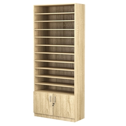 Стеллаж из ДСП с 10-ю полками 350x900 мм серии LEVEL-10 №13 (З/C - ДВП), Дуб Сонома