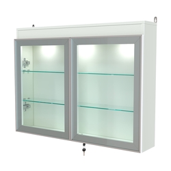 Витрина настенная №3-3А широкая с двумя полками и фризом серии Collecto, Белый