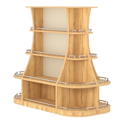 Островной низкий стеллаж ГАРАНТ №2-О с ограничителями, Дуб Золотистый и Крем Вайс