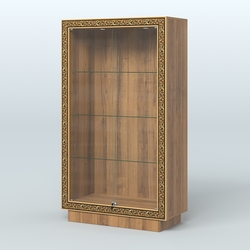 Низкая витрина с декором и верхней подсветкой НБА-5, Орех