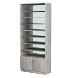 Стеллаж из ДСП с 7-ю полками 400x900 мм серии LEVEL-7 №14-2 (З/C - ЗЕРКАЛО), Бетон Чикаго светло-серый F186 ST9