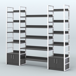 Комбо стеллажей с полками STRONG - АЛЬФА №3 (2560 мм), Черный и Белый