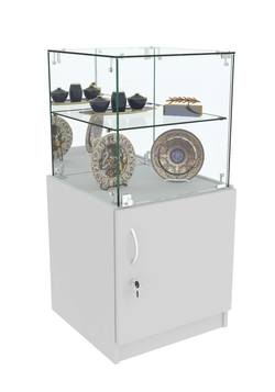 Торговый пристенный прилавок Зеркало с квадратными полками №110 (закрытый), Серый