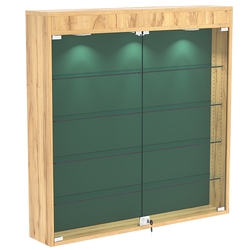 Настенная витрина с бархатом серии БАРОН №4-4А (четыре полки), Дуб Золотистый + 10 Green