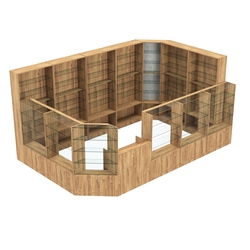 Торговый угловой островок ГРАЦИЯ №10 (открытый) (11.54 кв.м), Дуб Канзас коричневый