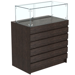 Торговый прилавок с прозрачным колпаком и фасадными панелями №1Э-14, Дуб Венге