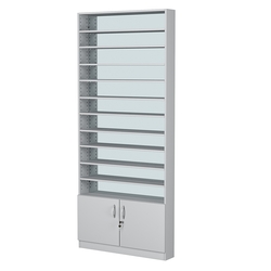 Стеллаж из ДСП с 10-ю полками 150x900 мм серии LEVEL-10 №9-2 (З/C - ЗЕРКАЛО), Серый