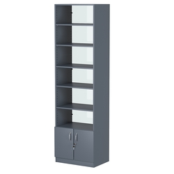 Стеллаж из ДСП с 5-ю полками 400x600 мм серии LEVEL-5 №7-1 (З/C - СТЕКЛО), Темно-Серый