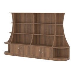Пристенный низкий стеллаж ГАРАНТ №2, Орех