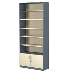 Стеллаж из ДСП с 5-ю полками 350x900 мм серии LEVEL-5 №13 (З/C - ДВП), Темно-серый + Крем Вайс