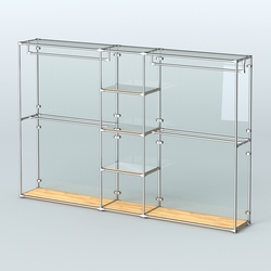 Торговая система ХРОМ (задняя стенка - стекло) 3600 мм с зеркальными полками и поручнями №4, Дуб Золотистый