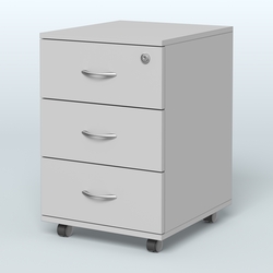 Тумба мобильная с 3 ящиками и замком Индиго Вуд, цвет дуб светлый + белый, Серый