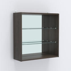 Витрина настенная №201-2Г открытая с зеркалом, Дуб Венге