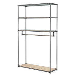 Хромированное вешало БАШНЯ №6-4 с полками Зеркало 4мм, Дуб Сонома