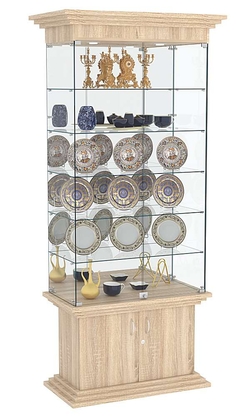 Витрина широкая с 5-ю полками и зеркалом ЦИТАДЕЛЬ №503, Дуб сонома