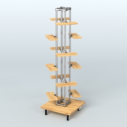 Торговый стенд для обуви с двенадцатью полками ЛЕСЕНКА №2-1, Дуб Золотистый