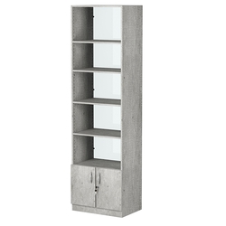 Стеллаж из ДСП с 4-мя полками 400x600 мм серии LEVEL-4 №7-1 (З/C - СТЕКЛО), Метрополитан Грей