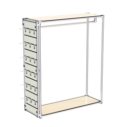 Хромированный стенд-вешало ETD-10 №1-3 (торец-ЭП) с полками ДСП 16мм, Крем Вайс