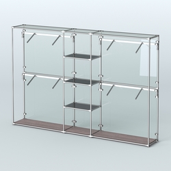 Торговая система ХРОМ (задняя стенка - стекло) 3030 мм с тонированными полками и поручнями №8, Ясень Анкор темный