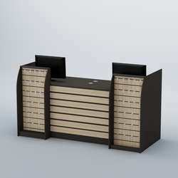 Ресепшен Атлант с накладными планками и экономпанелями №8, Черный + Дуб Сонома