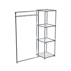 Хромированное вешало ЛУЧ №1-1 с полками стекло 6мм, Белый