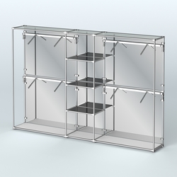 Торговая система ХРОМ (задняя стенка - зеркало) 3030 мм с тонированными полками и поручнями №8, Серый