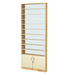 Стеллаж из ДСП с 9-ю полками 100x900 мм серии LEVEL-9 №8-2 (З/C - ЗЕРКАЛО), Дуб Золотистый и Крем Вайс