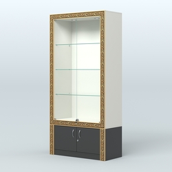 Витрина с декором и дверками №ВБА-1, Белый и Черный