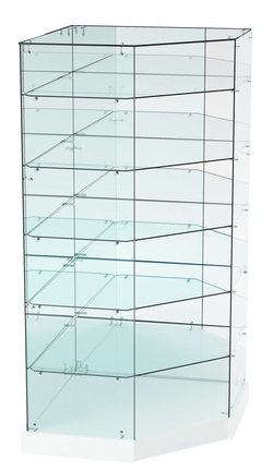 Витрина Хит продаж №518 (угловая пятигранная, открытая, З/C - зеркало), Белый