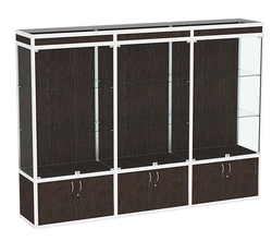 Витрина из профиля №1-2П (3-ех метровая) (задняя стенка - ДВП) , Дуб Венге