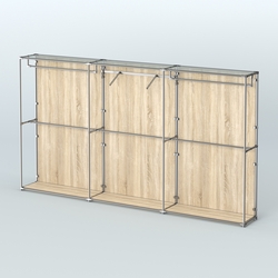 Торговая система ХРОМ (задняя стенка - ДСП) 3600 мм с поручнями №8, Дуб Сонома